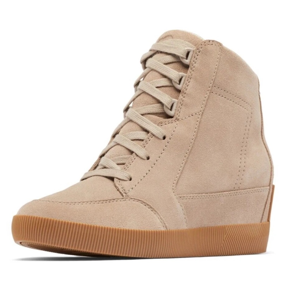 Sorel Women's Beige Suede Lace-Up Wedge Boot NWOT